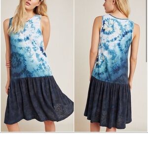 Anthropologie Blue Tie-Dye Dress